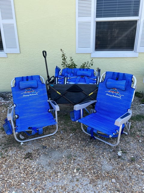 Beach chairs and wagon to use during your stay