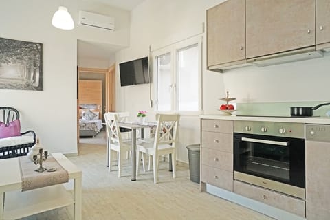 New Modern Apartment in Chania,Open-plan kitchen
