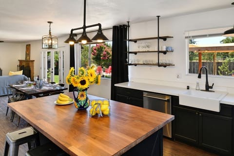 kitchen, butcher block island