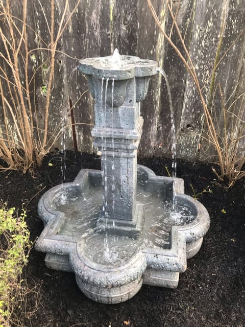 Recently installed a brand new fountain to provide ambiance in the back yard