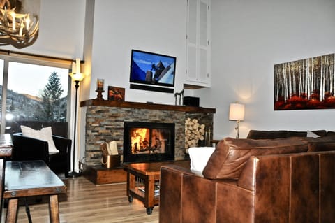 Wood burning fireplace in the Living Room