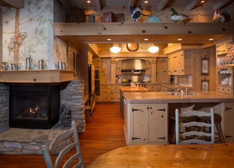 Kitchen and gas fireplace