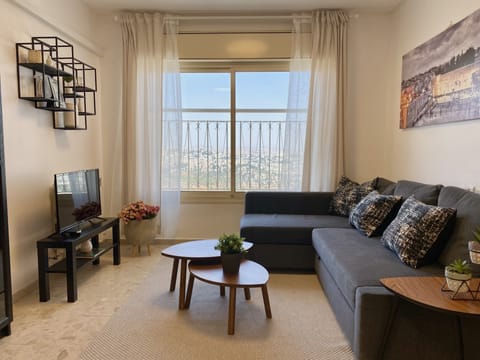 Stunning living room with absolutely breathtaking views of Jerusalem! 