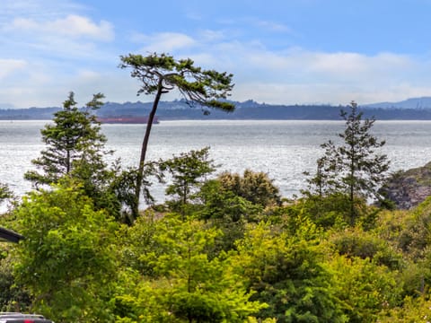 Views over the Strait of Juan de Fuca with Victoria B.C. in the distance.