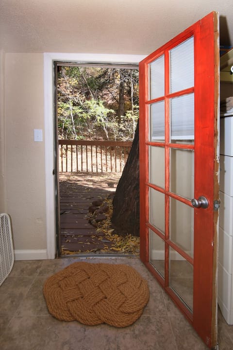 your backdoor opens up to a great deck right on the river