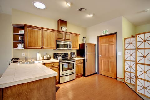 This suite is equipped with a full kitchen.