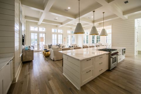 Expansive Kitchen Flowing into the Living Space