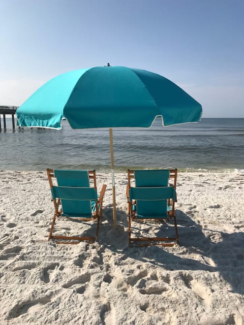Beach chairs and umbrella for two!  This could be you!