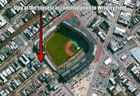 Book the closest Residence to Wrigley Field with best outdoor patio.