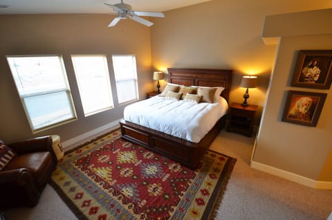 3 bedrooms, memory foam beds, iron/ironing board, travel crib
