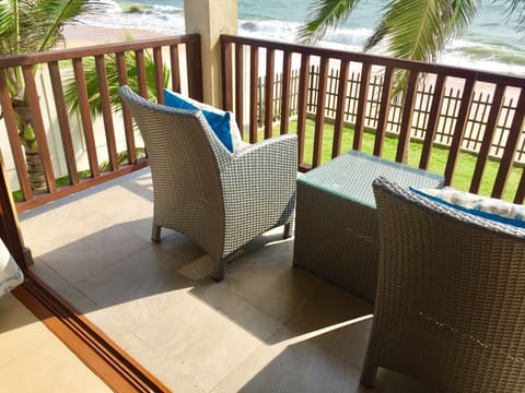 Private sea view balcony from each upstairs bedroom - our favourite sunset spot