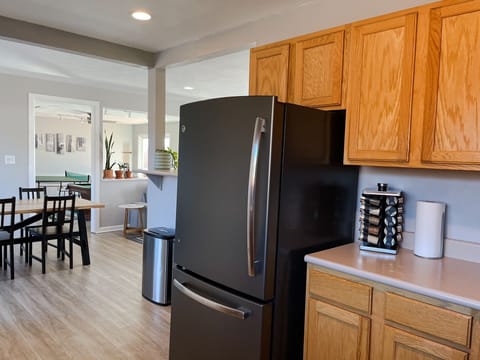 The large fridge/freezer and a wide variety of spices.