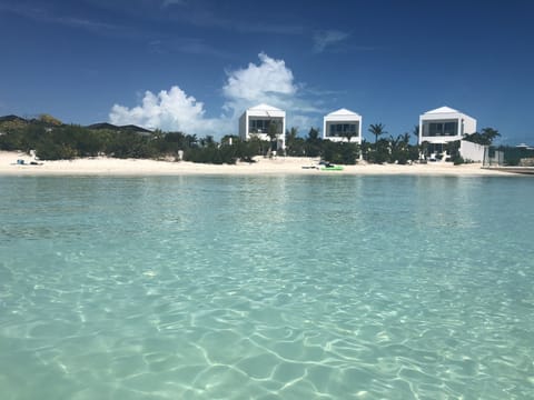 On the beach, sun loungers, beach towels