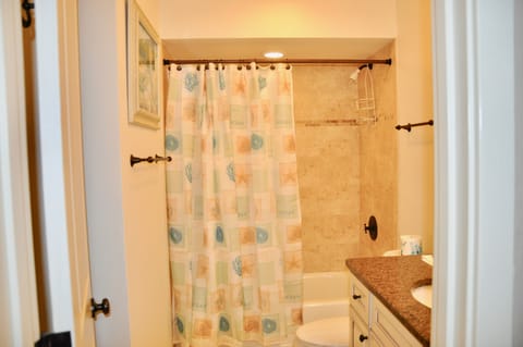 Updated 2nd bedroom bath with shower over tub 