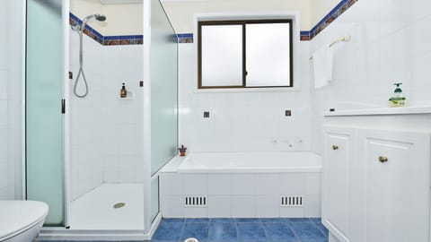 Bathtub, eco-friendly toiletries, hair dryer, soap