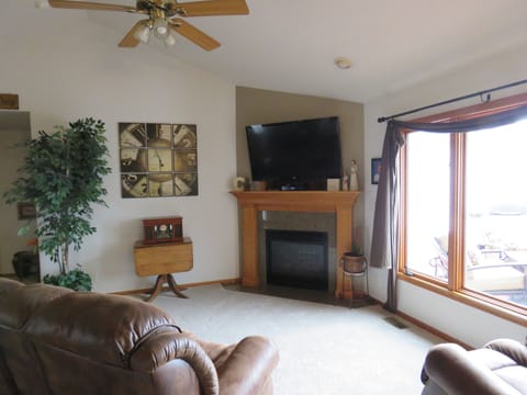 TV, fireplace, DVD player, video library