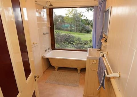 Combined shower/tub, hair dryer, bathrobes, bidet