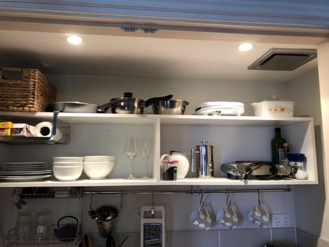 Fridge, microwave, coffee/tea maker, electric kettle