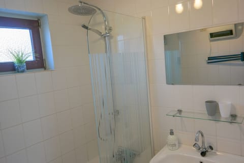 Combined shower/tub, hair dryer