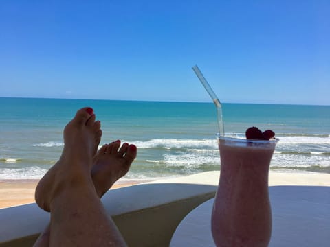 On the beach, sun loungers, beach towels