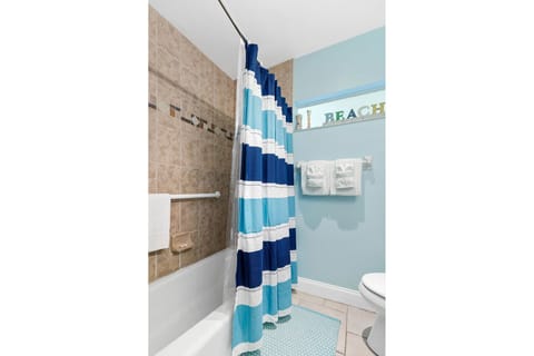 Combined shower/tub, hair dryer, towels, toilet paper