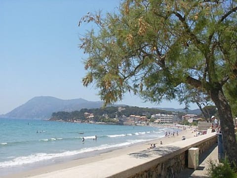 Beach nearby, sun loungers