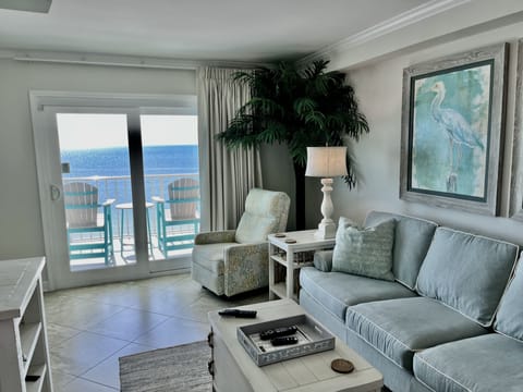 Comfortable Living Area and South Balcony Overlooking Gulf and Beach