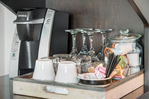 Kitchenette, complete with Keurig, K-cups, mini-refrigerator and microwave