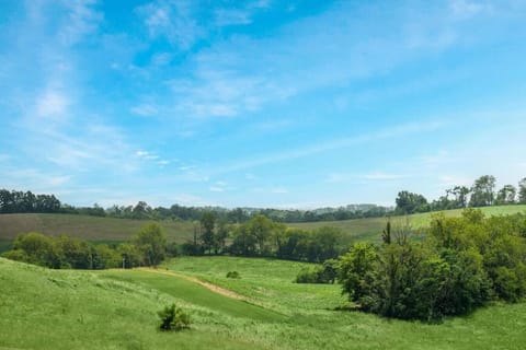 Enjoy the view of the beautiful rolling hills south of Berlin from your private deck with hot tub.