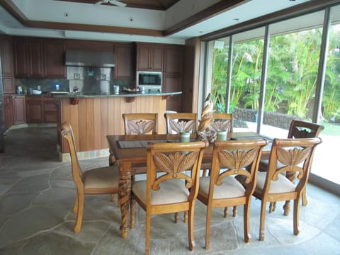 Tropical dining room and kitchen