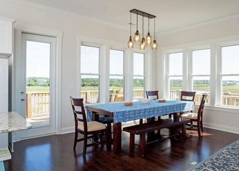 Dining room table extends to seat 14