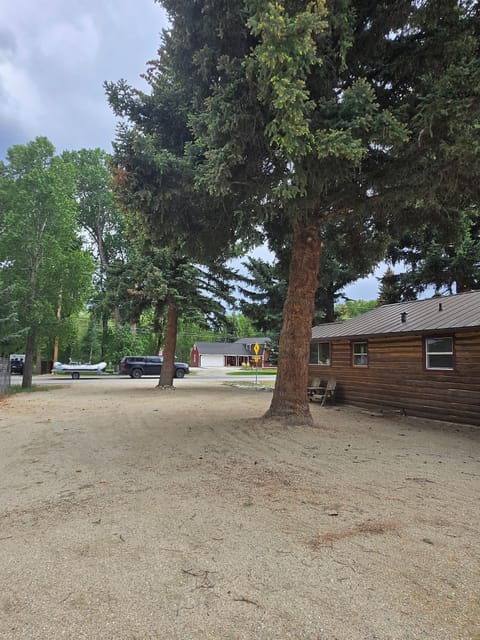 Driveway looking towards front of cabin & main street. Lots of room for parking