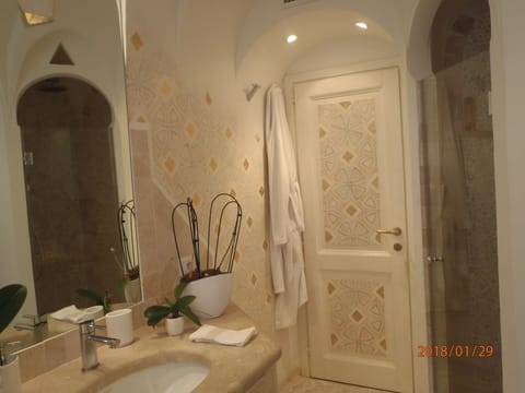 Combined shower/tub, hair dryer, bidet, towels