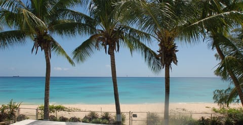 On the beach, sun loungers, beach towels