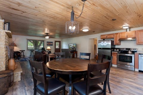Dining and Kitchen looking into the Main Living Space