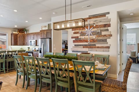 Main Dining Seating For 12 with side buffet.