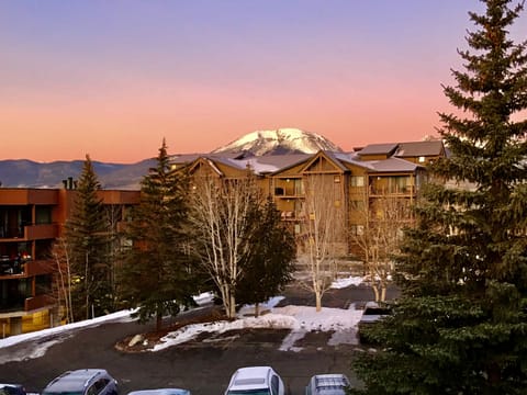 Sunrise view of Buffalo Mountain from the condo balcony.