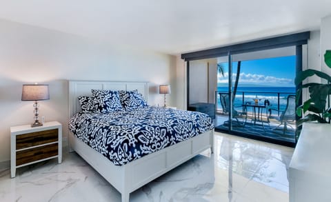 ultra modern, full ocean view and lanai. with black out roller shades to sleep.
