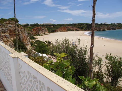 On the beach, sun loungers