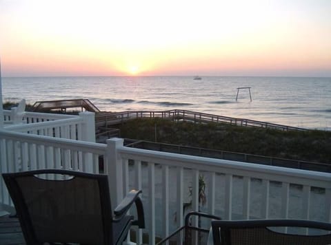 Sunrise view from top deck off living room & kitchen-less tha100 yds to ocean.  