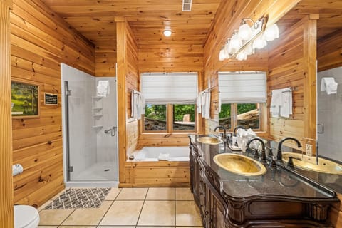 Bathtub, jetted tub, hair dryer, towels