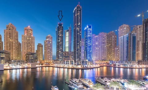 A view of the apartment building, in the stunning Dubai Marina