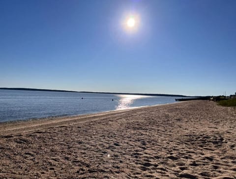 Private beach, sun loungers, beach towels