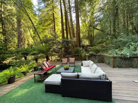Front Deck and Yard with plenty of room for lounging and firepit. 