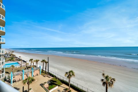 On the beach, sun loungers, beach towels