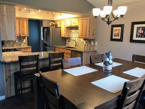 Open dining and kitchen