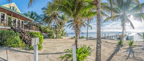 On the beach, sun loungers, beach towels