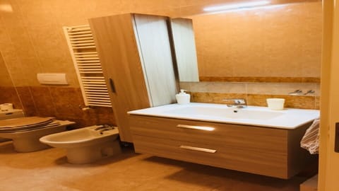 Combined shower/tub, jetted tub, hair dryer, towels