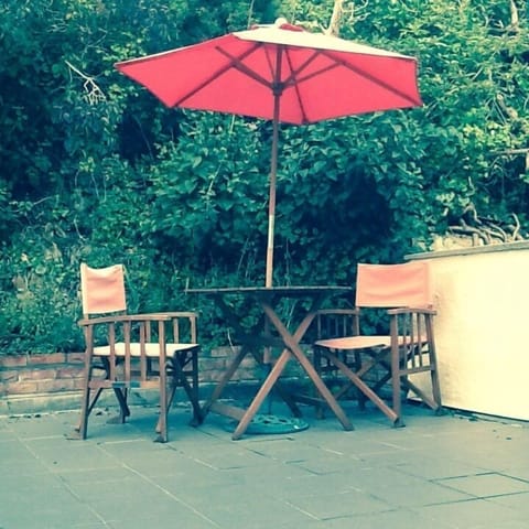 The terrace at the back of the property is a sun-trap / Prosecco zone.
