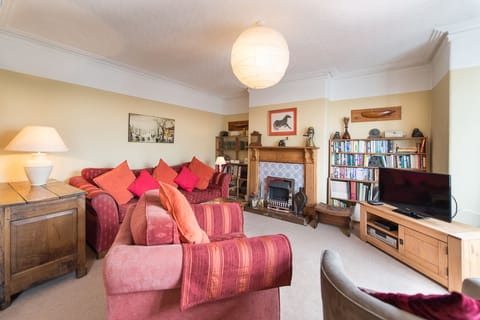 The living room area on the first floor. This is the relaxation zone.